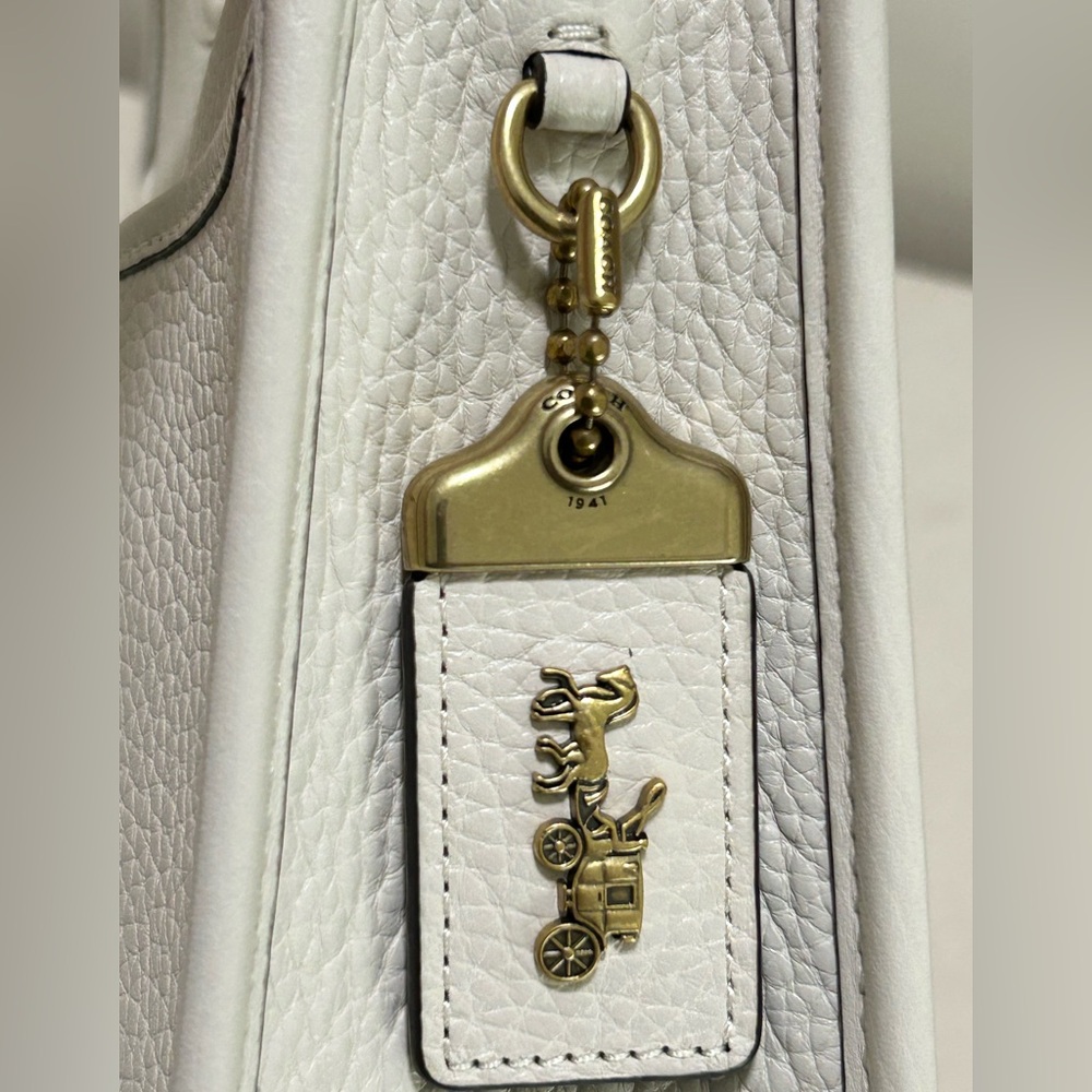 COACH 1941 Emery Varsity Stripe Glovetanned Pebble Leather Crossbody in Chalk - Picture 5 of 13